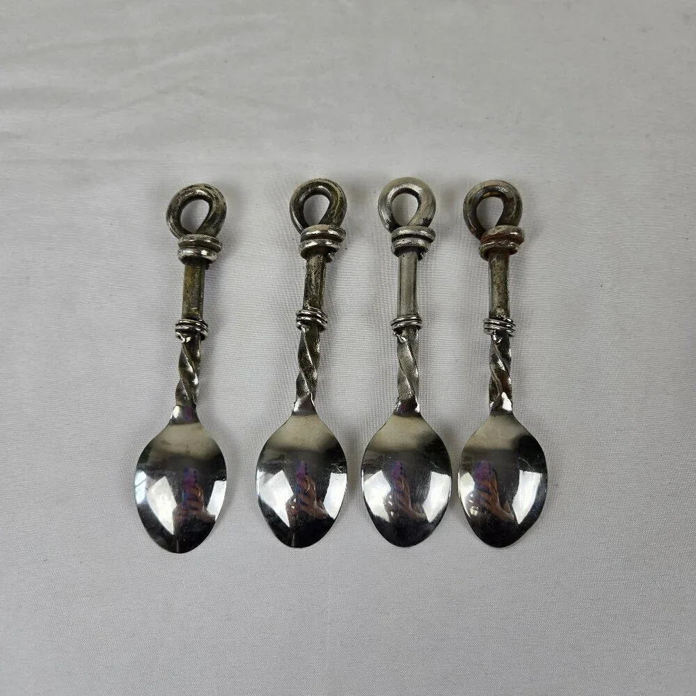 Set of 4 Stainless Steel Small Size Spoons Appetizers Desserts Condiments